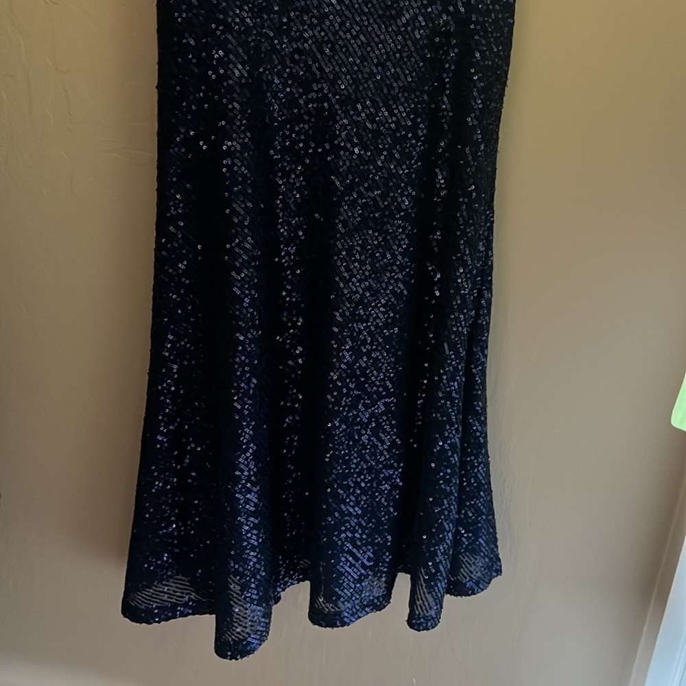 Laundry by Shelli Segal Women’s Square Neck Blue Sequin Midi Cocktail Dress 10 - Picture 14 of 17